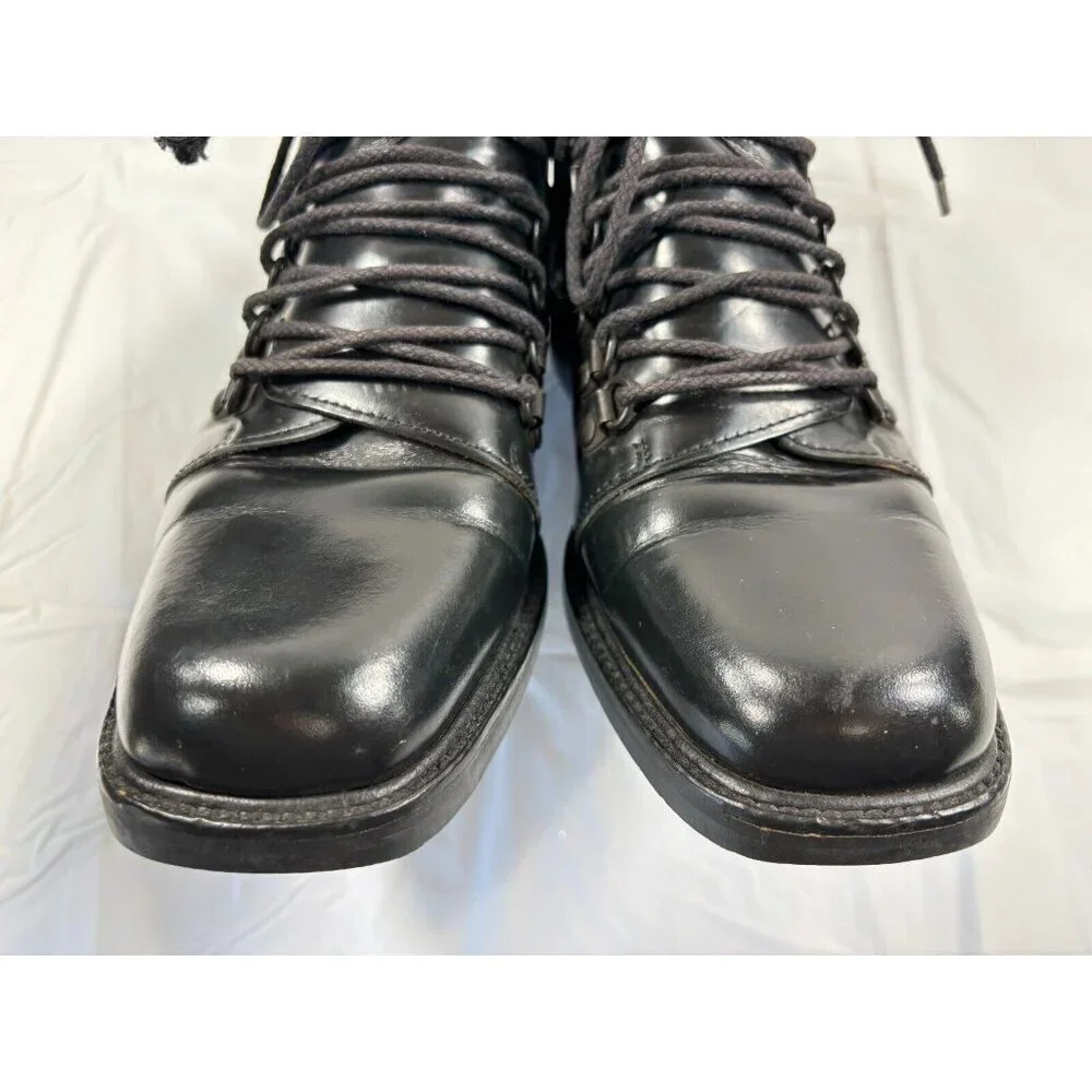 Gucci Black Leather Combat Lace Up Ankle Boots Women's Size 6 - Picture 10 of 16